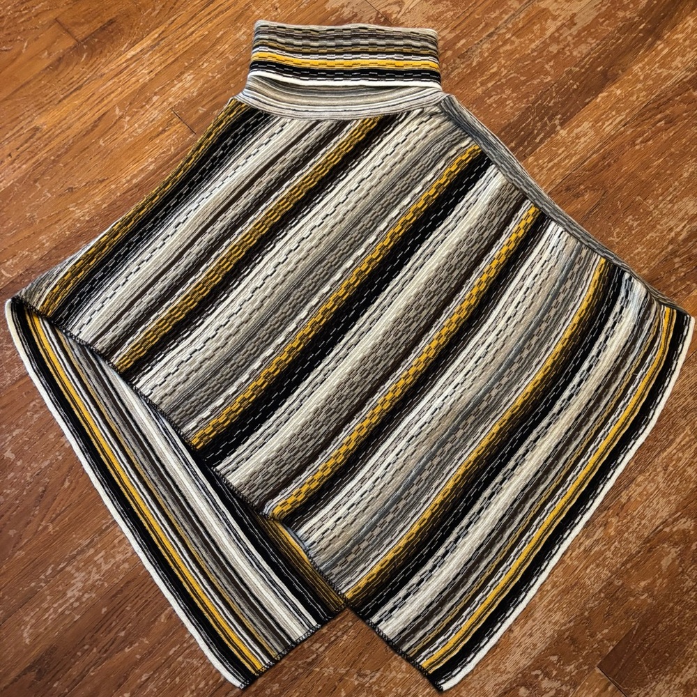 Multi colored turtle neck poncho